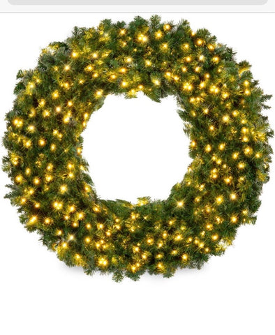 Pre-lit wreath with LED lights